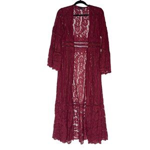 Boston Proper Burgundy Lace Cardigan
